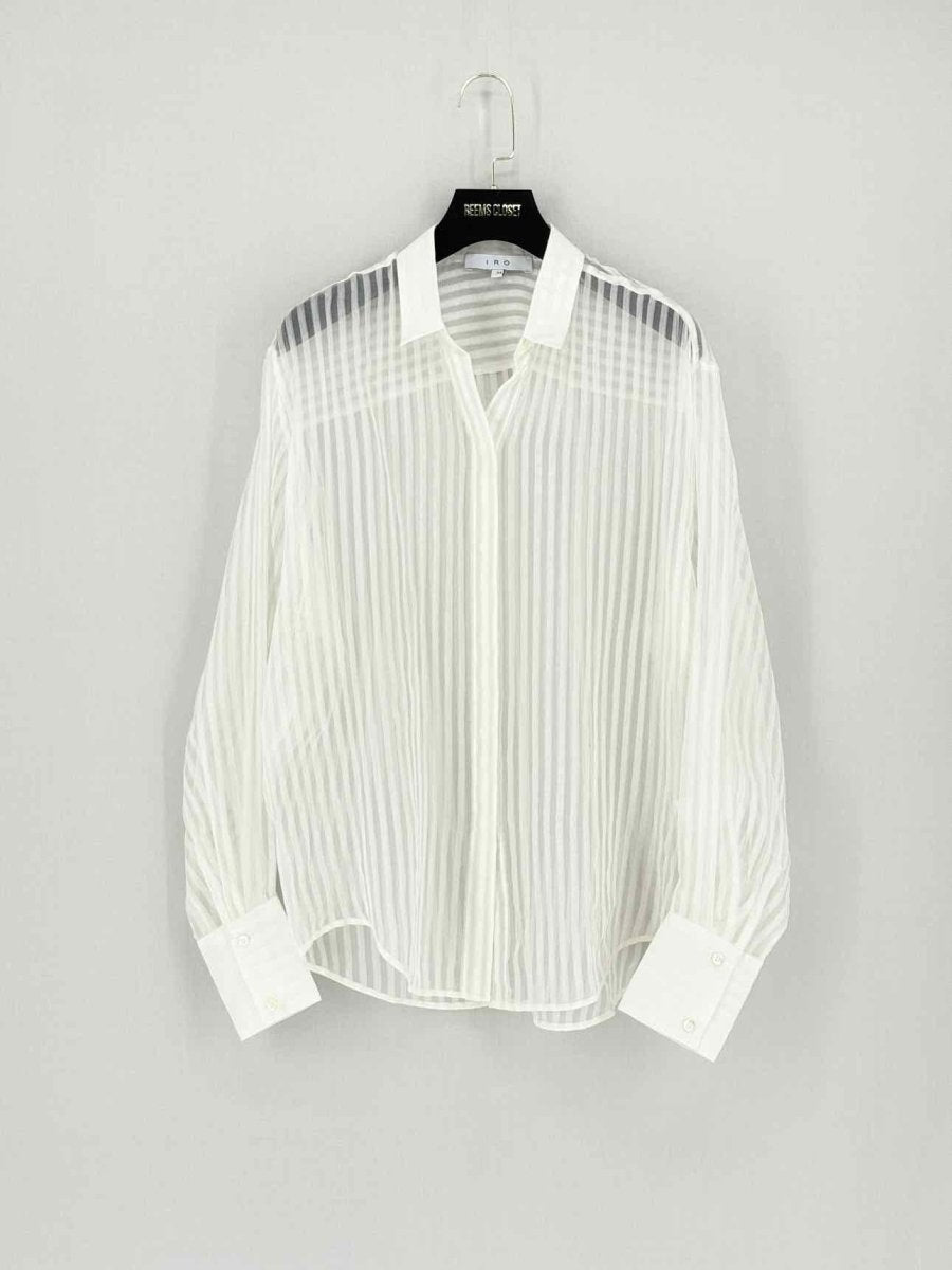 Pre - loved IRO Cream Striped Size US 2 Shirt at Reems Closet