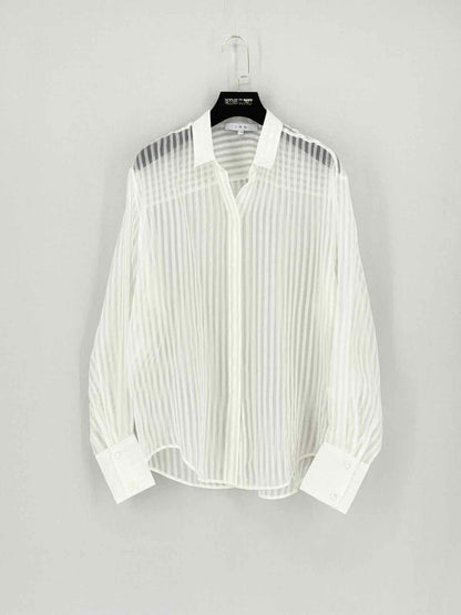 Pre - loved IRO Cream Striped Size US 2 Shirt at Reems Closet