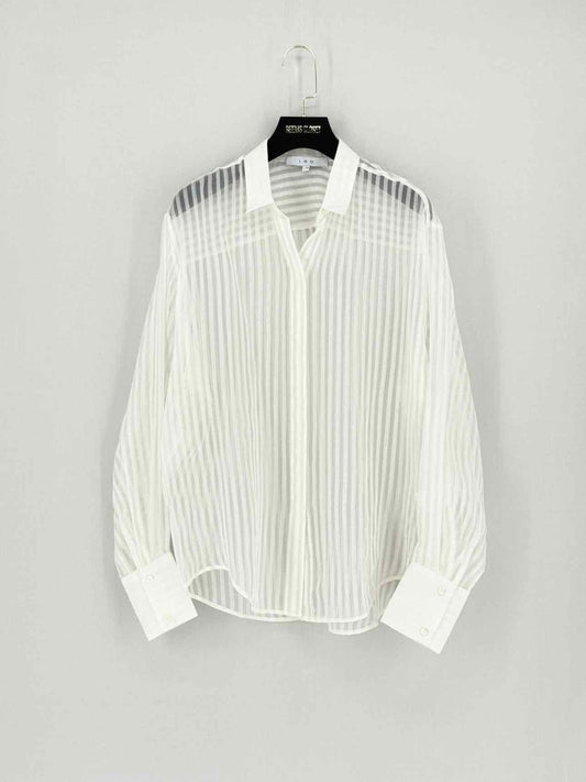 Pre - loved IRO Cream Striped Size US 2 Shirt at Reems Closet