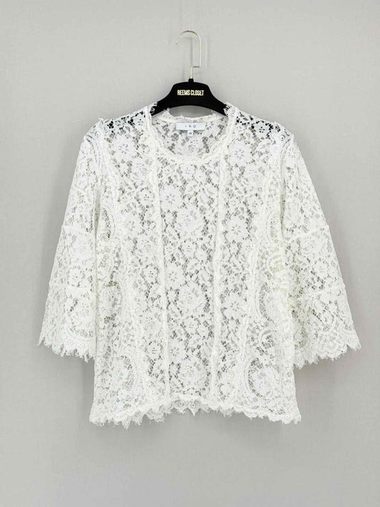 Pre - loved IRO Yacinthe White Eyelet Size US 2 Top at Reems Closet