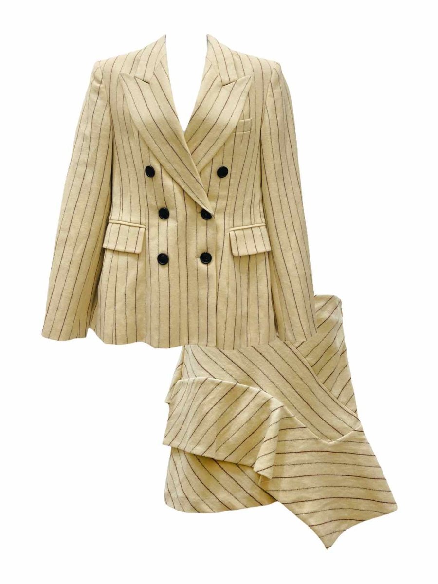 Pre - loved ISABEL MARANT Beige & Black Pinstriped Jacket & Skirt at Reems Closet