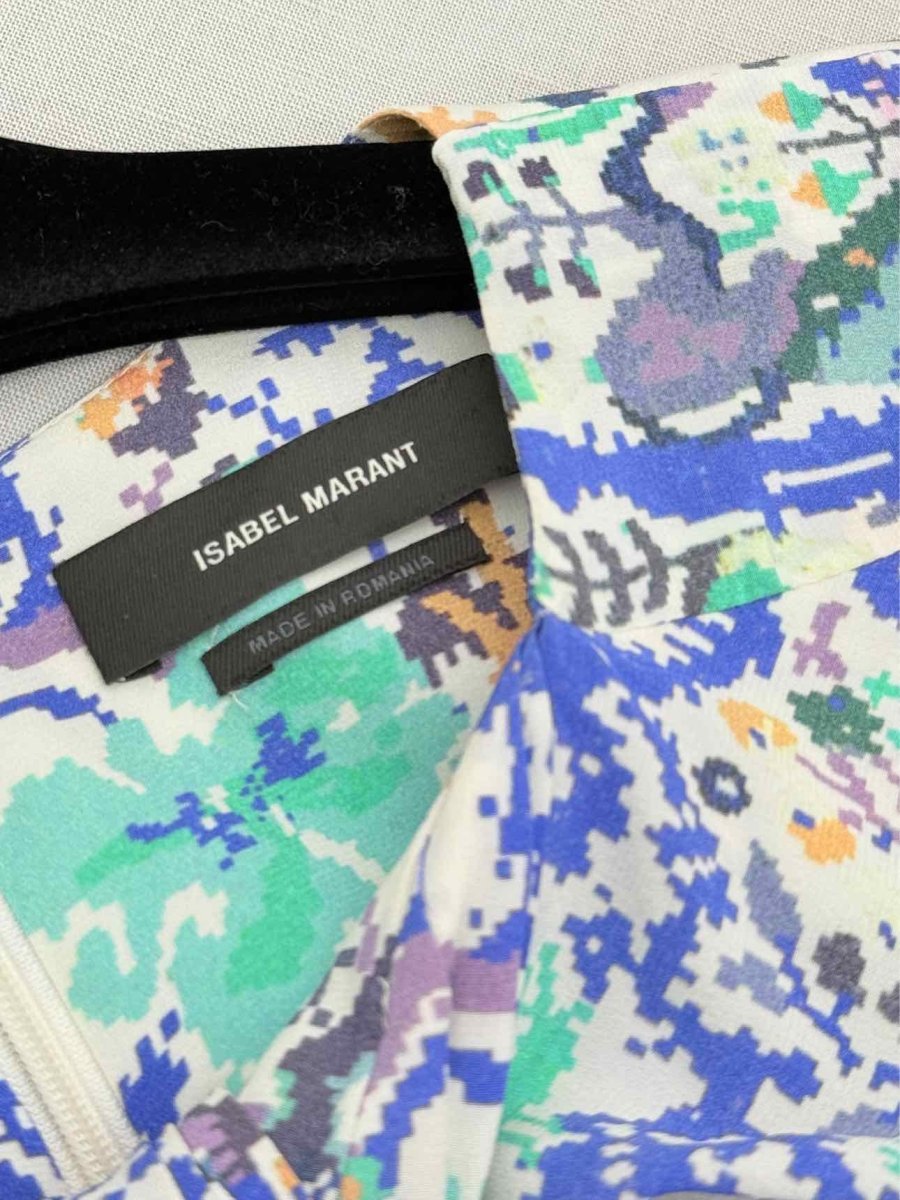 Pre - loved ISABEL MARANT Blue Multicolor Size US 10 Midi Dress at Reems Closet