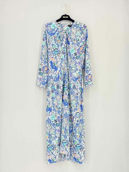 Pre - loved ISABEL MARANT Blue Multicolor Size US 10 Midi Dress at Reems Closet