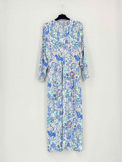Pre - loved ISABEL MARANT Blue Multicolor Size US 10 Midi Dress at Reems Closet