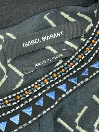 Pre - loved ISABEL MARANT Cerza Navy Blue & Black Size US 2 Blouse at Reems Closet