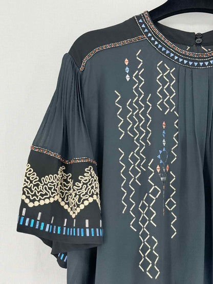 Pre - loved ISABEL MARANT Cerza Navy Blue & Black Size US 2 Blouse at Reems Closet