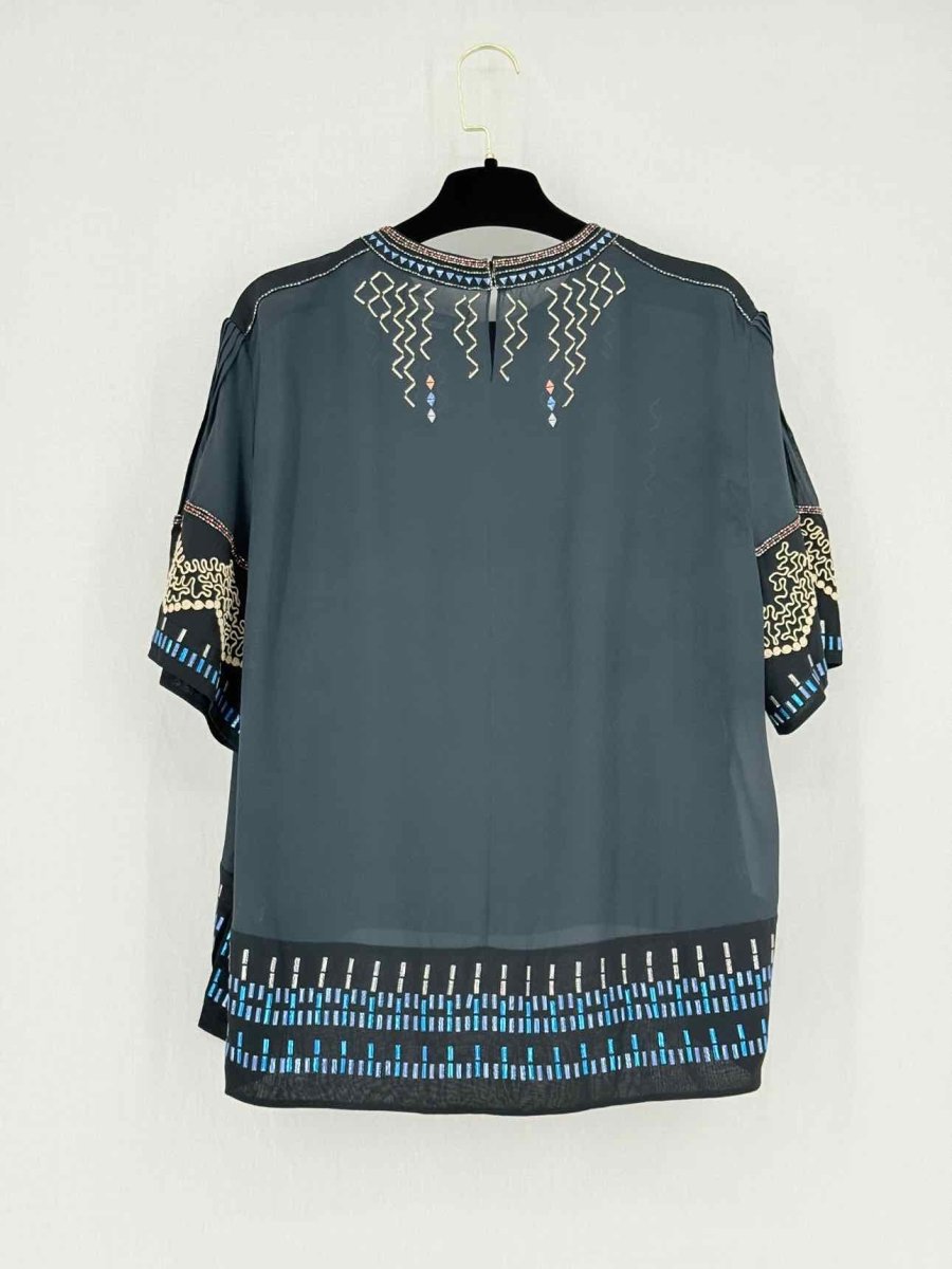 Pre - loved ISABEL MARANT Cerza Navy Blue & Black Size US 2 Blouse at Reems Closet