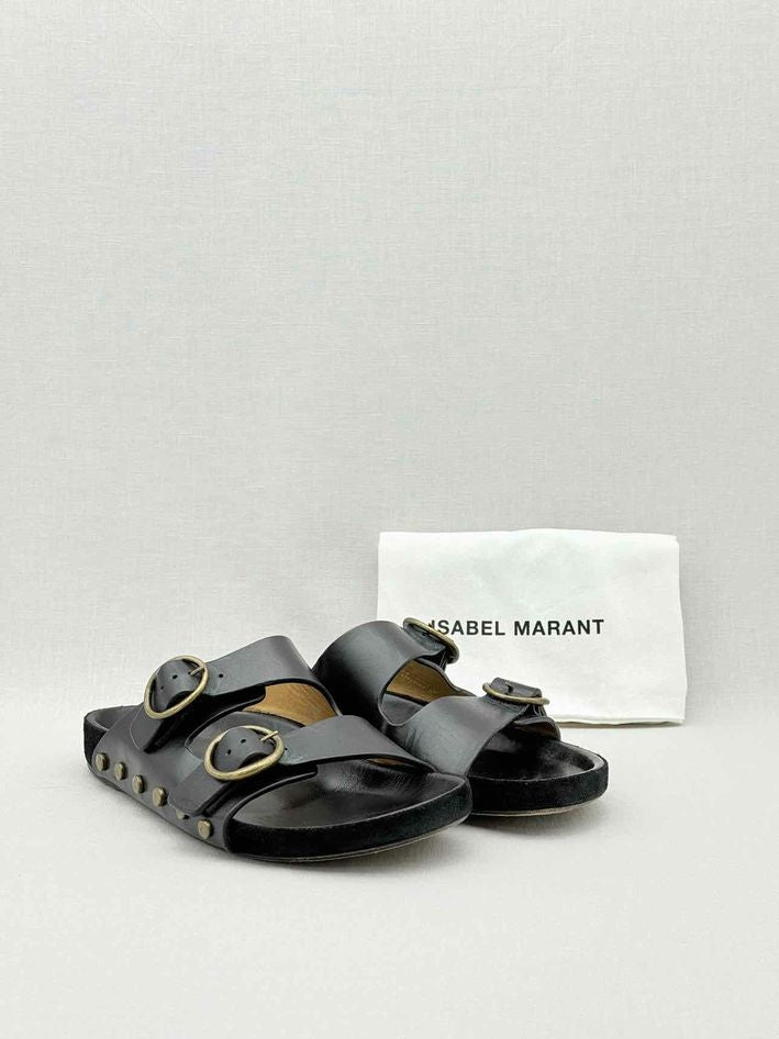 Pre - loved ISABEL MARANT Lennyo Black Size EU 39 Slides at Reems Closet