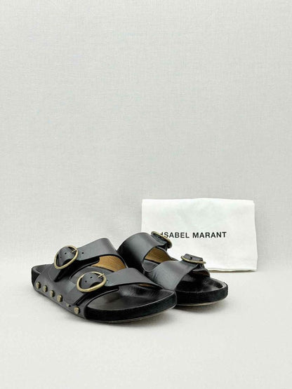 Pre - loved ISABEL MARANT Lennyo Black Size EU 39 Slides at Reems Closet