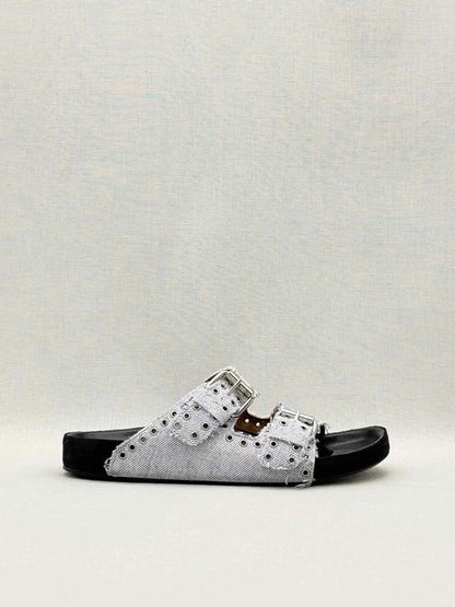 Pre-loved ISABEL MARANT Lennyo Light Blue Size EU 37 Slides at Reems Closet