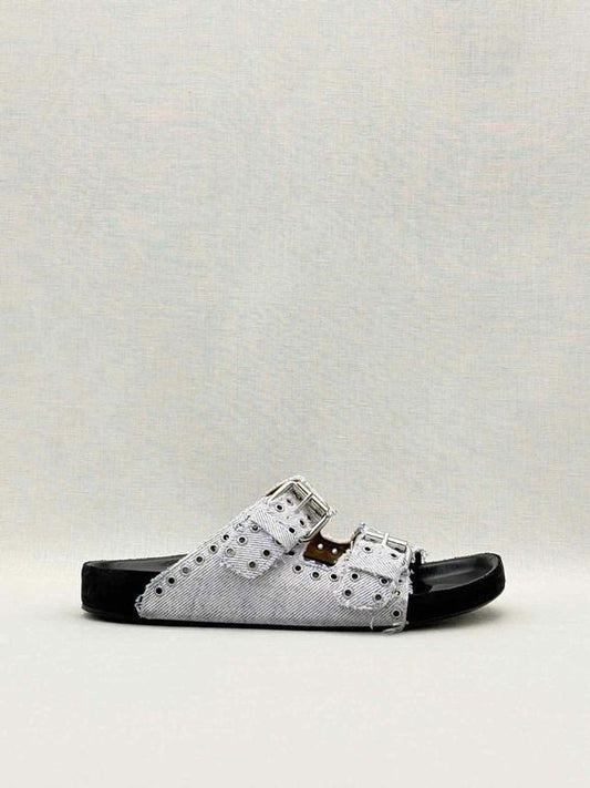 Pre-loved ISABEL MARANT Lennyo Light Blue Size EU 37 Slides at Reems Closet