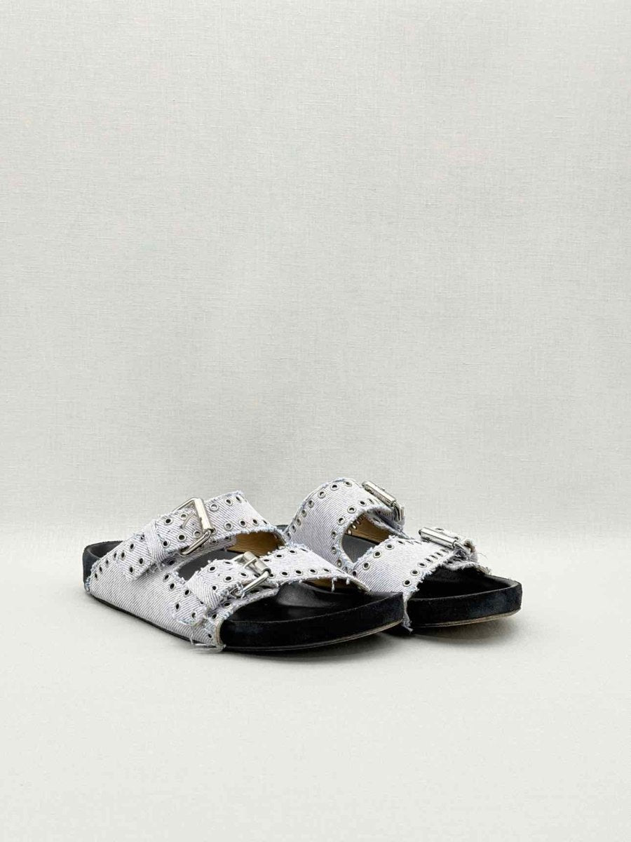 Pre-loved ISABEL MARANT Lennyo Light Blue Size EU 37 Slides at Reems Closet