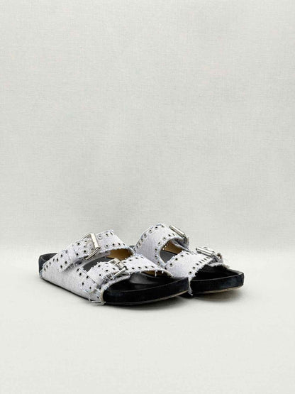 Pre-loved ISABEL MARANT Lennyo Light Blue Size EU 37 Slides at Reems Closet