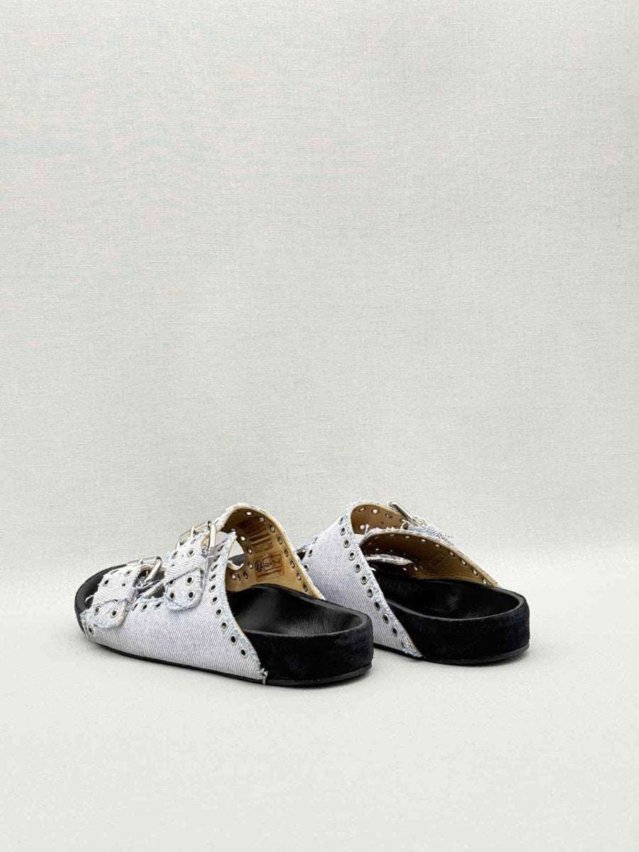 Pre-loved ISABEL MARANT Lennyo Light Blue Size EU 37 Slides at Reems Closet