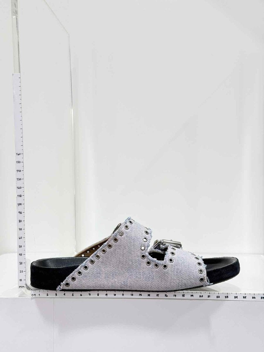 Pre-loved ISABEL MARANT Lennyo Light Blue Size EU 37 Slides at Reems Closet
