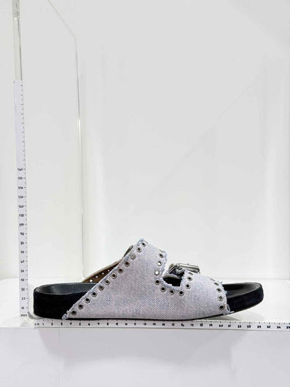 Pre-loved ISABEL MARANT Lennyo Light Blue Size EU 37 Slides at Reems Closet