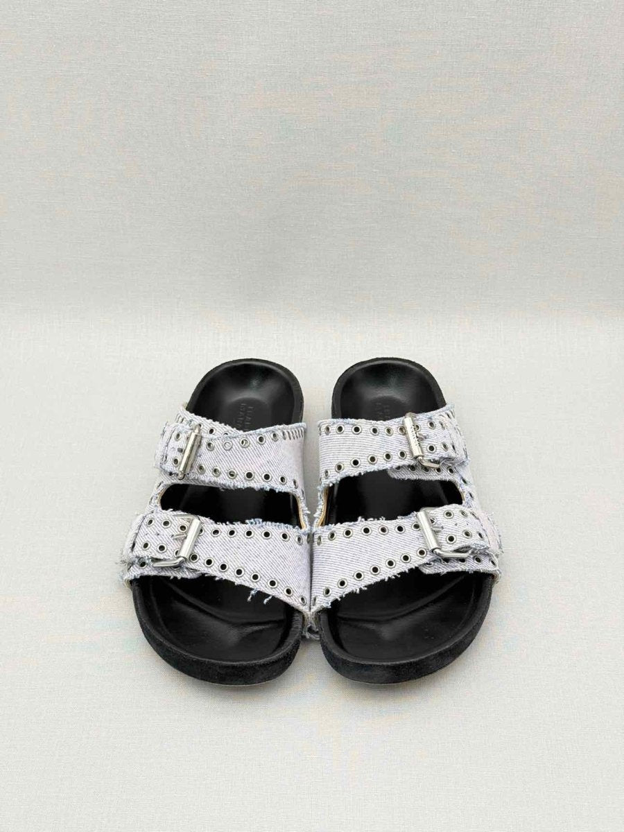 Pre-loved ISABEL MARANT Lennyo Light Blue Size EU 37 Slides at Reems Closet