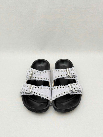 Pre-loved ISABEL MARANT Lennyo Light Blue Size EU 37 Slides at Reems Closet