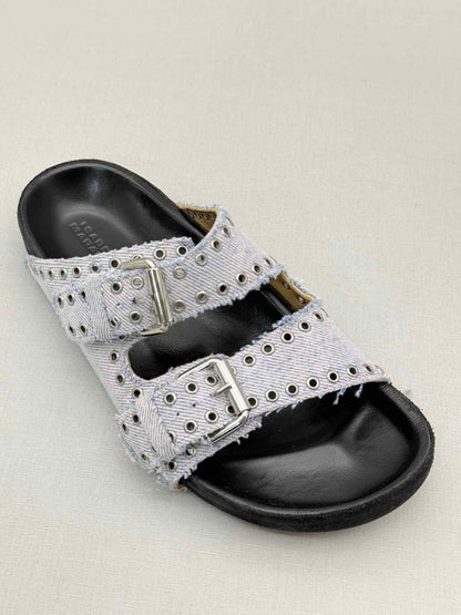 Pre-loved ISABEL MARANT Lennyo Light Blue Size EU 37 Slides at Reems Closet
