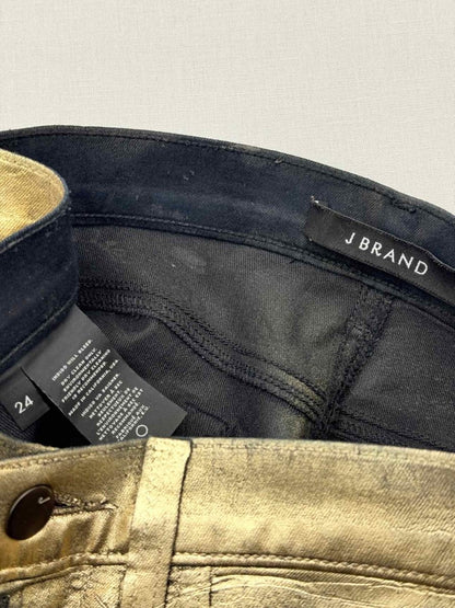 Pre - loved J BRAND Super Skinny Metallic Gold Size 24 Jeans at Reems Closet