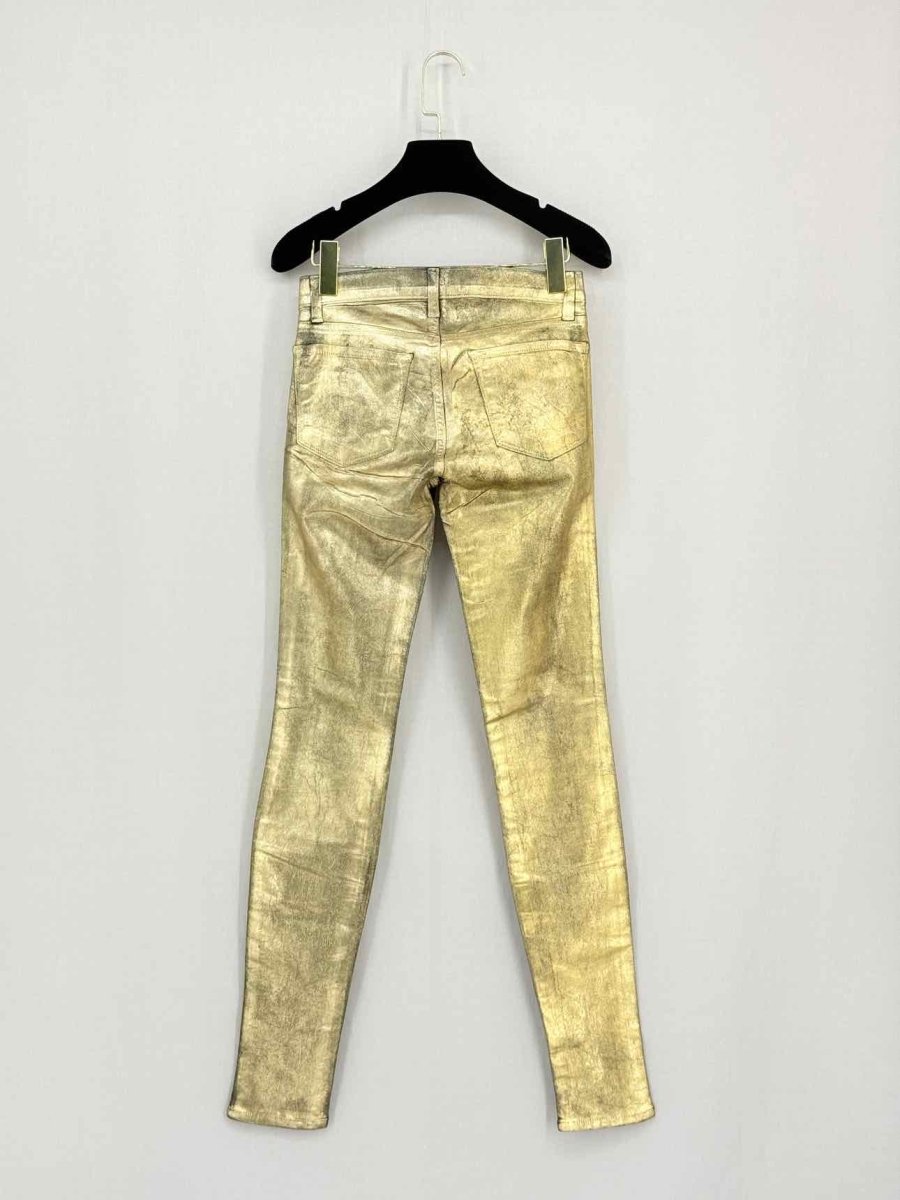 Pre - loved J BRAND Super Skinny Metallic Gold Size 24 Jeans at Reems Closet
