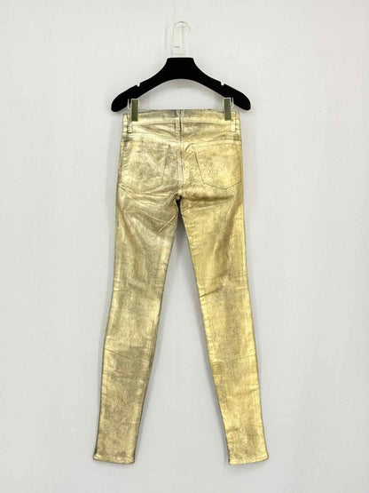 Pre - loved J BRAND Super Skinny Metallic Gold Size 24 Jeans at Reems Closet