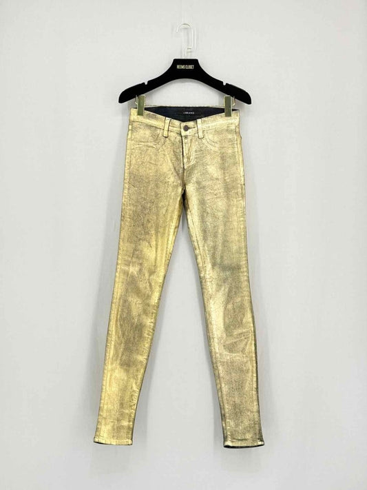 Pre - loved J BRAND Super Skinny Metallic Gold Size 24 Jeans at Reems Closet