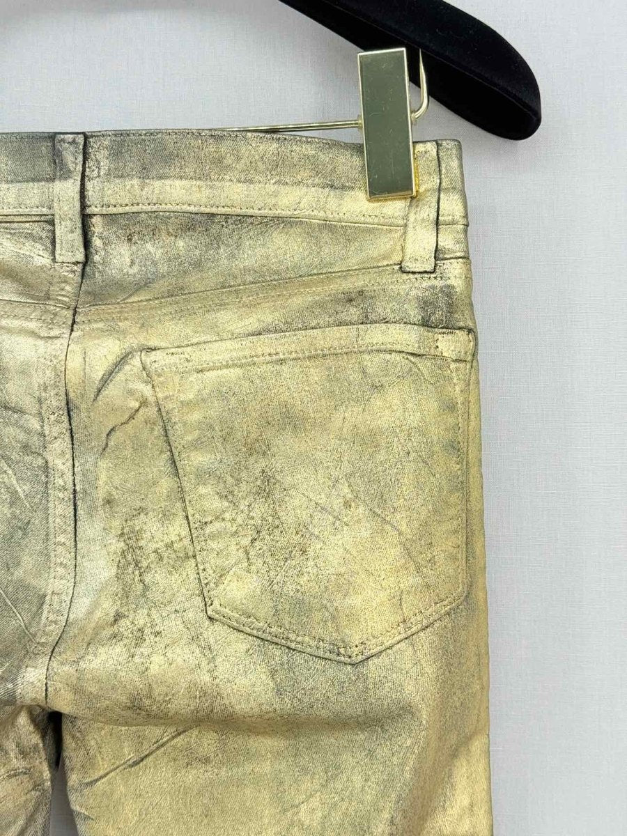 Pre - loved J BRAND Super Skinny Metallic Gold Size 24 Jeans at Reems Closet