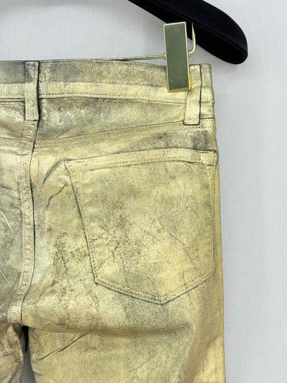 Pre - loved J BRAND Super Skinny Metallic Gold Size 24 Jeans at Reems Closet