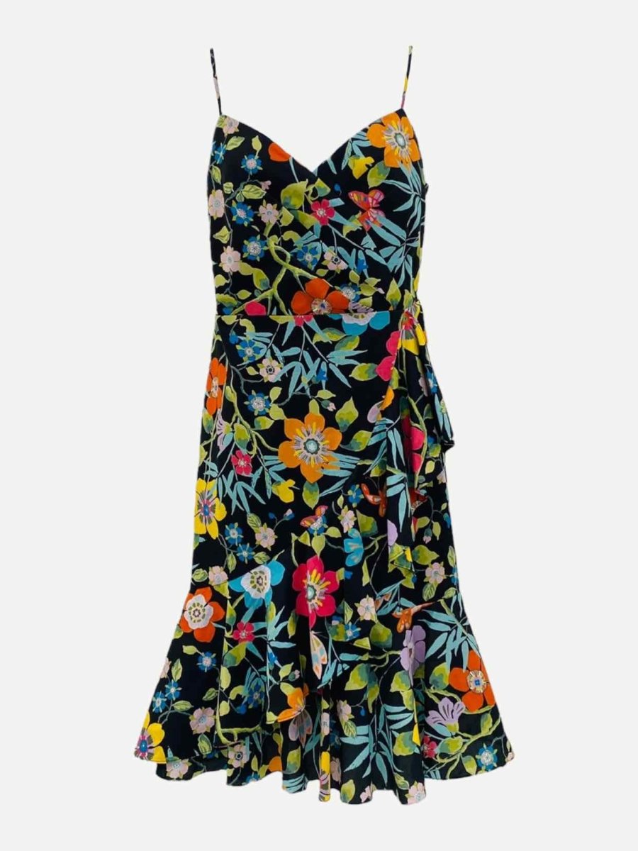 Pre - loved J CREW Mini Black Multicolor Floral Mini Dress at Reems Closet