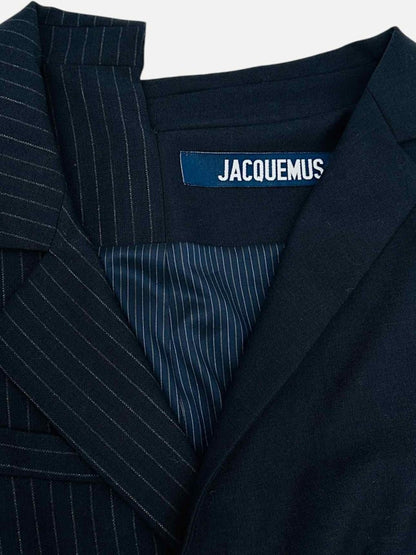 Pre - loved JACQUEMUS Asym Wrap Navy Blue Jacket at Reems Closet