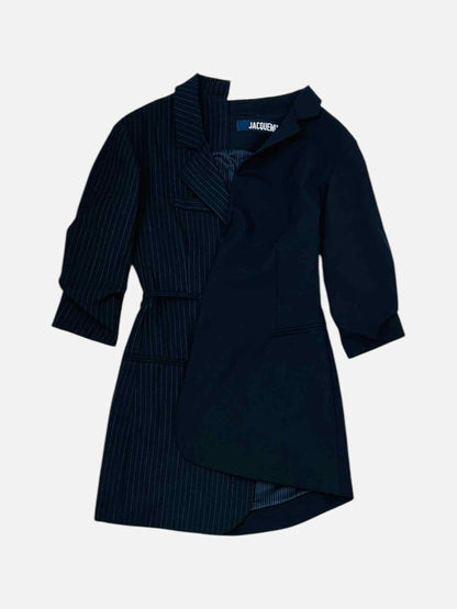 Pre - loved JACQUEMUS Asym Wrap Navy Blue Jacket at Reems Closet