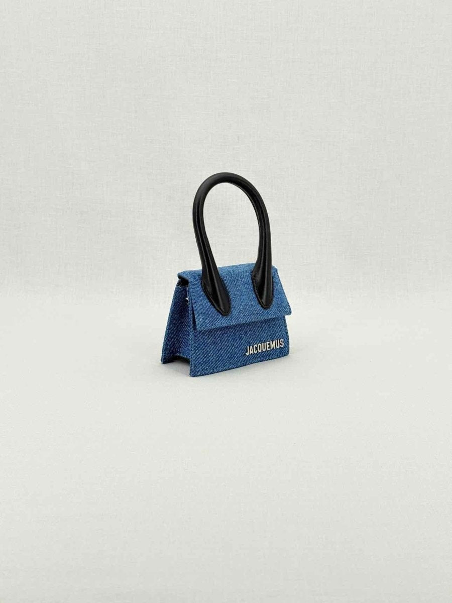 Pre - loved JACQUEMUS Le Chiquito Blue Top Handle at Reems Closet