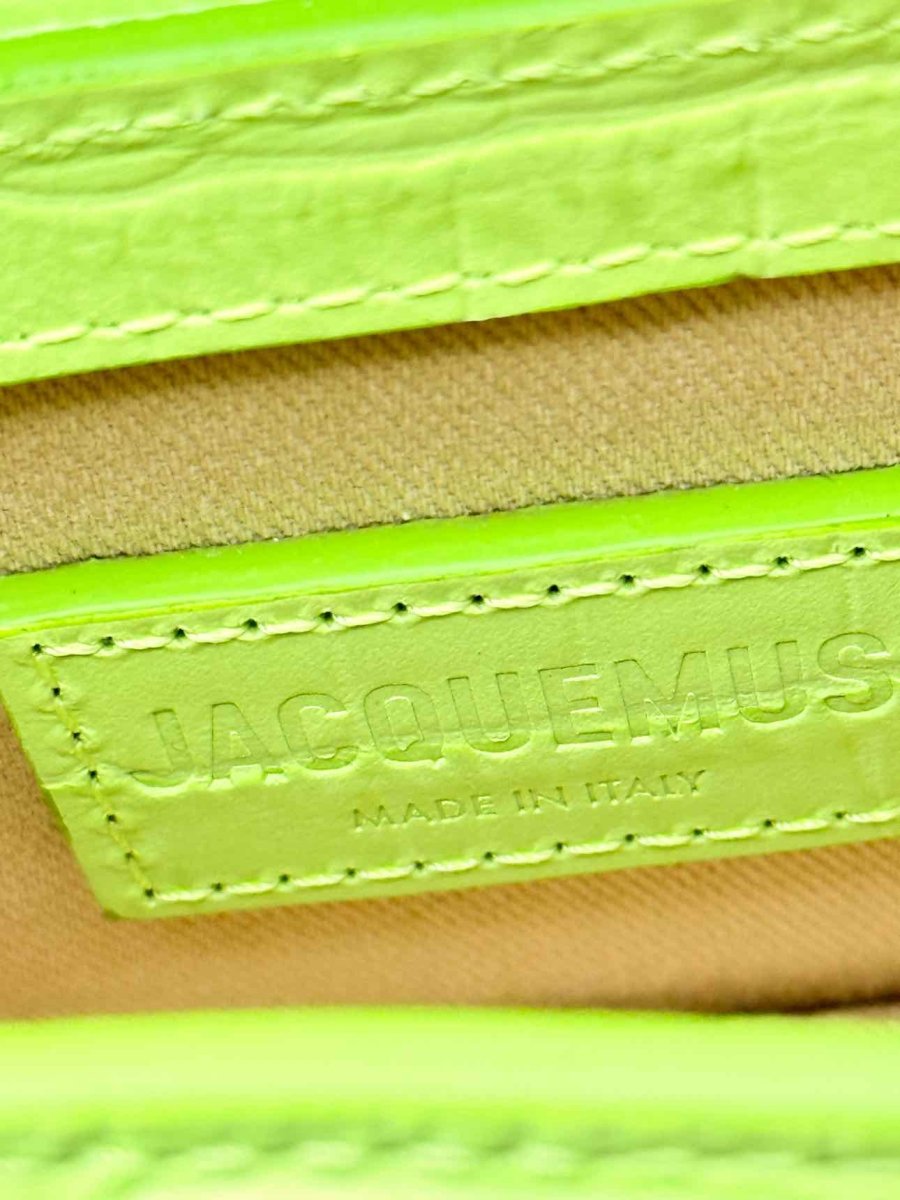 Pre-loved JACQUEMUS Le Chiquito Neon Green Top Handle at Reems Closet