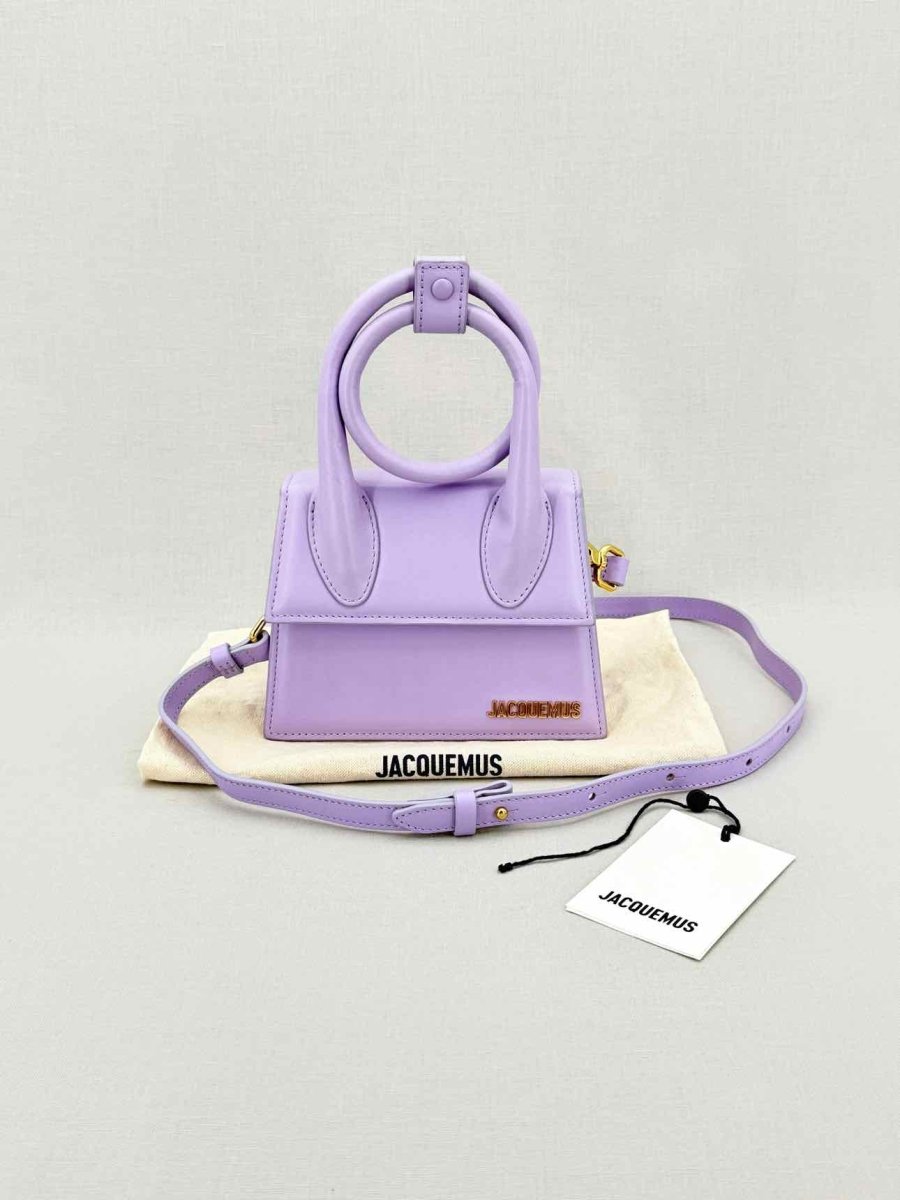 Pre - loved JACQUEMUS Le Chiquito Noeud Purple Top Handle at Reems Closet