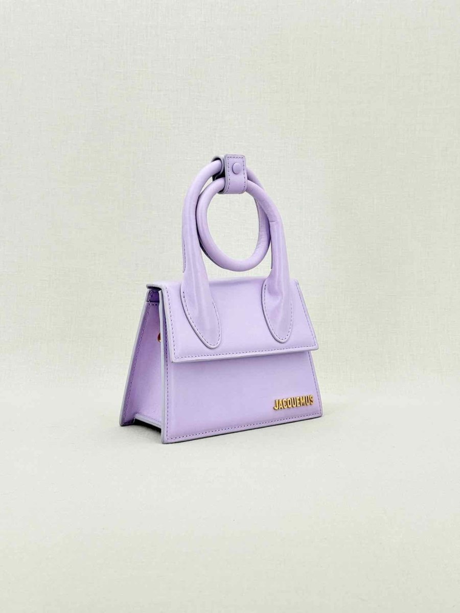 Pre - loved JACQUEMUS Le Chiquito Noeud Purple Top Handle at Reems Closet