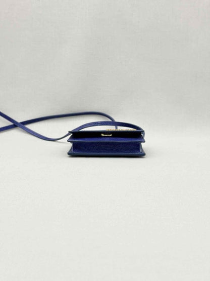 Pre-loved JACQUEMUS Mini Le Bello Blue Lizard Embossed Crossbody at Reems Closet