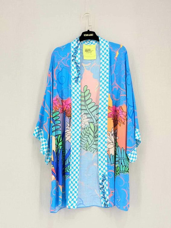 Pre-loved JAQUETTE Blue Multicolor Printed Size One Size Kimono at Reems Closet