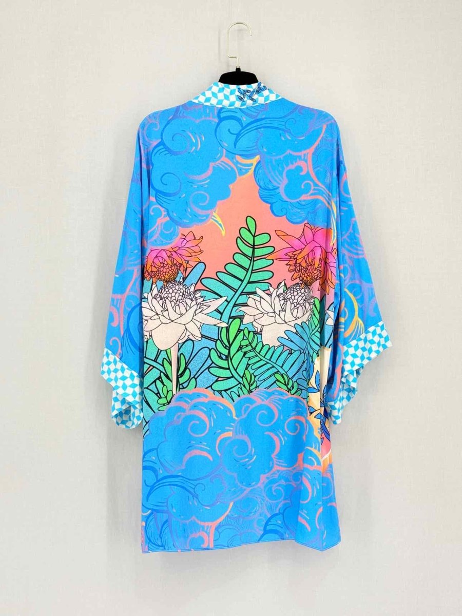 Pre-loved JAQUETTE Blue Multicolor Printed Size One Size Kimono at Reems Closet