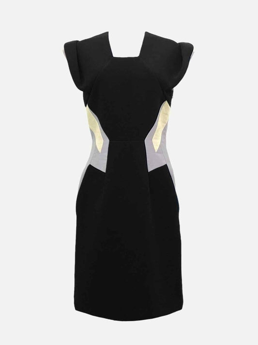 Pre - loved JEAN PIERRE BRAGANZA Black w/ Grey Knee Length Dress at Reems Closet