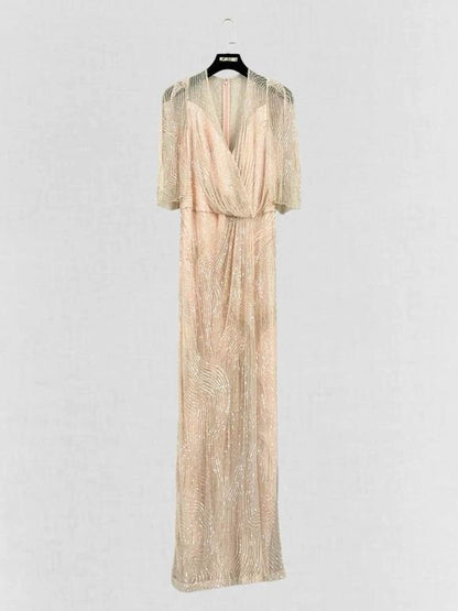 Pre-loved JENNY PACKHAM Dana Cream Size US 10 Long Dress at Reems Closet