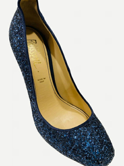 Pre - loved JEROME C. ROUSSEAU Aizza Navy Blue Glitter Pumps at Reems Closet