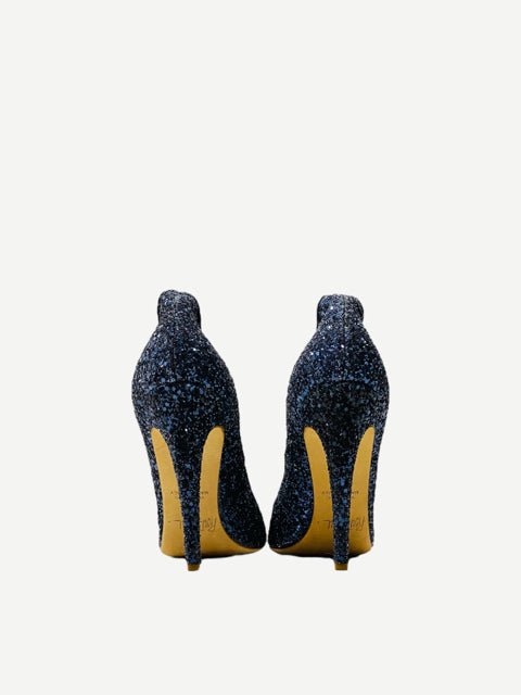 Pre - loved JEROME C. ROUSSEAU Aizza Navy Blue Glitter Pumps at Reems Closet