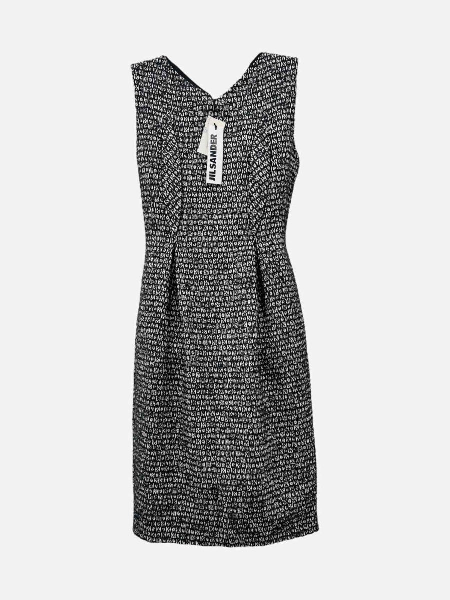 Pre-loved JIL SANDER Boucle Black & White Knee Length Dress from Reems Closet