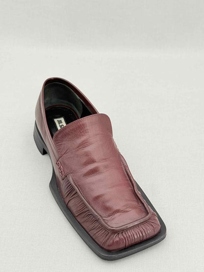 Pre - loved JIL SANDER Burgundy Ruched Size EU 38 Loafers at Reems Closet