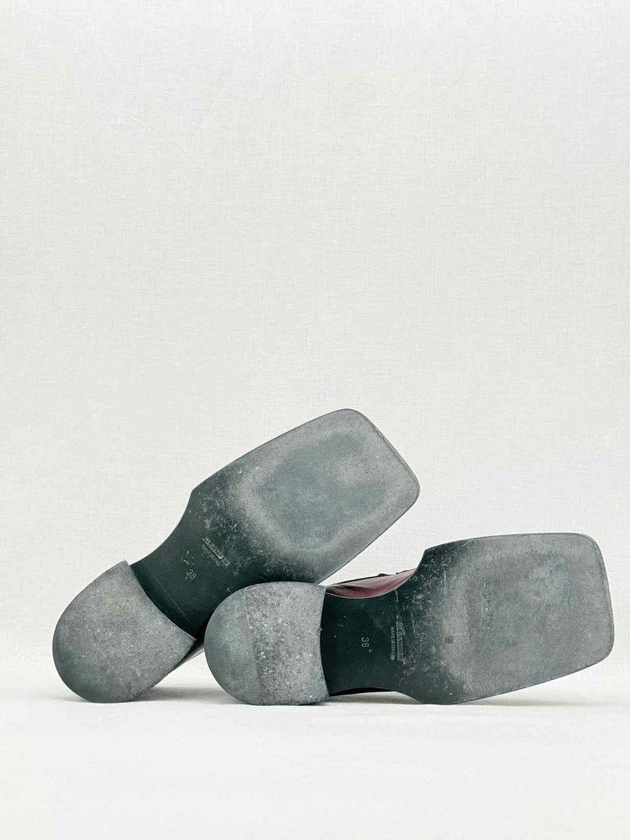 Pre - loved JIL SANDER Burgundy Ruched Size EU 38 Loafers at Reems Closet