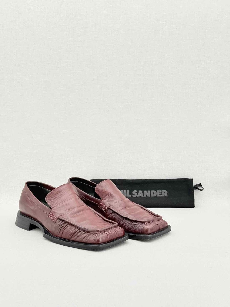 Pre - loved JIL SANDER Burgundy Ruched Size EU 38 Loafers at Reems Closet