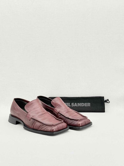 Pre - loved JIL SANDER Burgundy Ruched Size EU 38 Loafers at Reems Closet