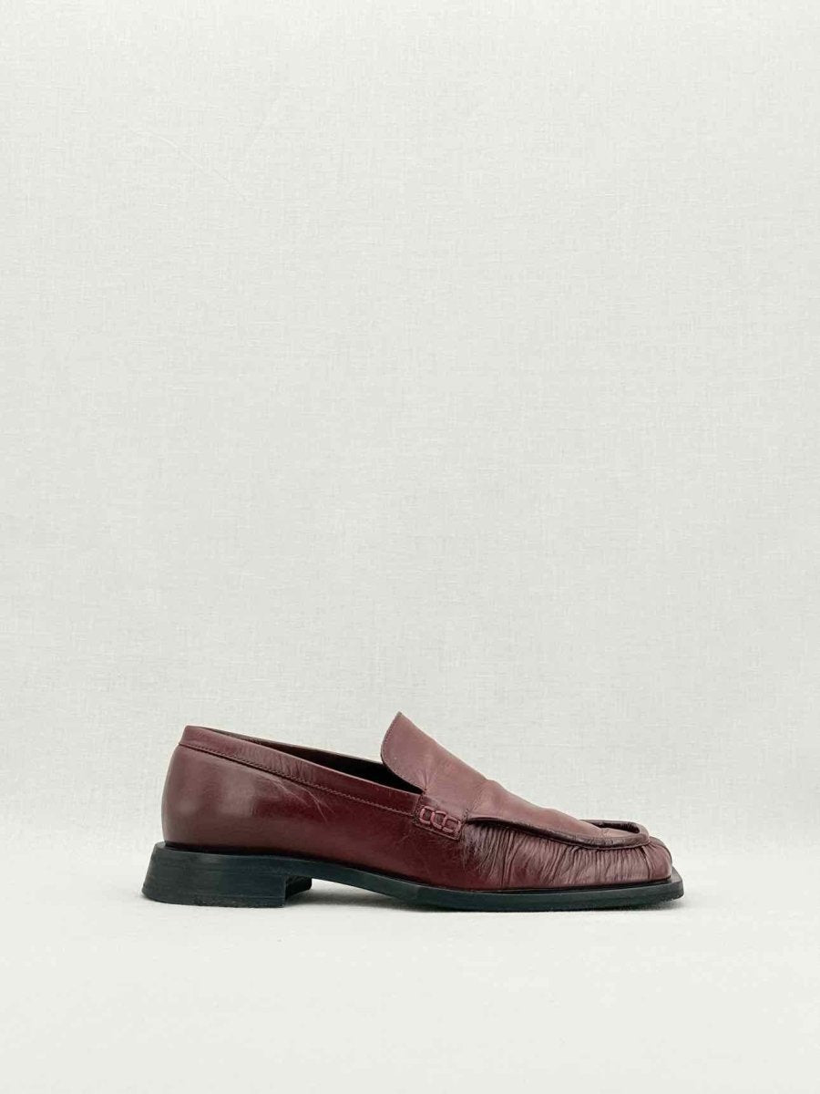 Pre - loved JIL SANDER Burgundy Ruched Size EU 38 Loafers at Reems Closet