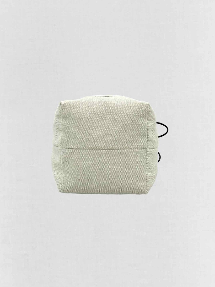 Pre - loved JIL SANDER Drawstring Beige & Black Bucket Bag at Reems Closet